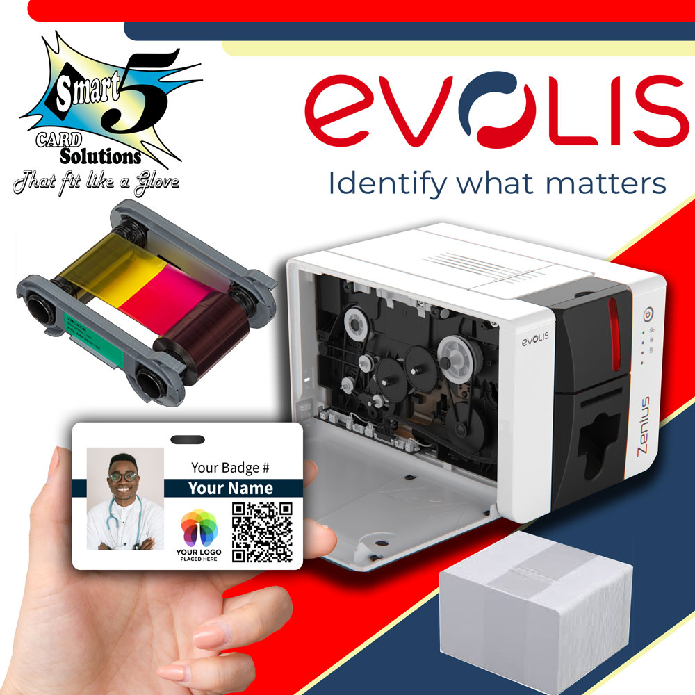 Evolis Zenius2 300 DPI Card Printer bundle